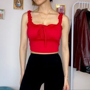 SHEIN Ruched Red Crop Top